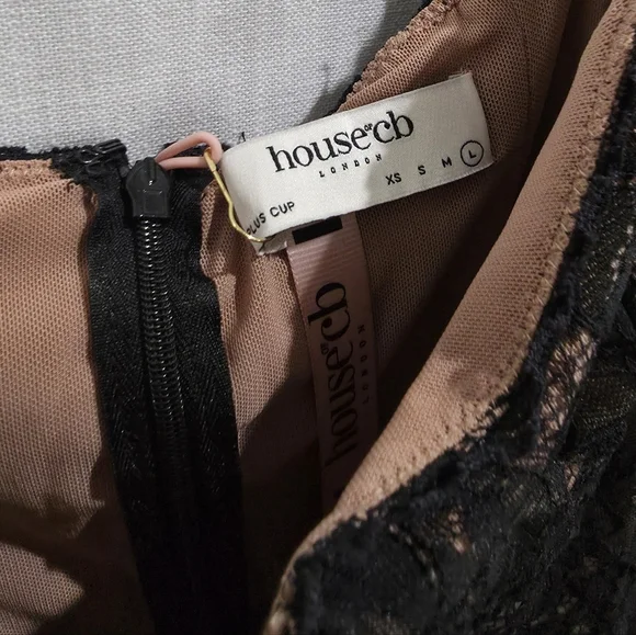 House Of CB Escala black lace midi dress L NWT - Picture 6 of 8